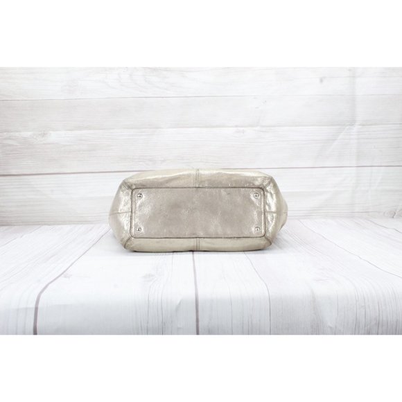 Coach Soho Metallic Gold Leather Pleated Carryall Studded Hobo Shoulder Bag - Picture 4 of 10